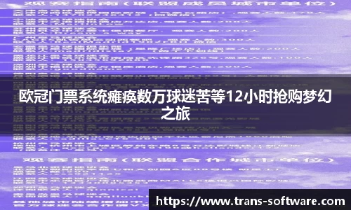 欧冠门票系统瘫痪数万球迷苦等12小时抢购梦幻之旅