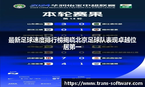 最新足球速度排行榜揭晓北京足球队表现卓越位居第一